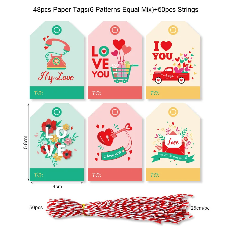 Etichette regalo di buona Pasqua Coniglio Orecchio di coniglio Stampa Carte di carta Confezione Etichette per etichette da appendere Fornure per decorazioni per feste di Pasqua 48 pezzi Mix