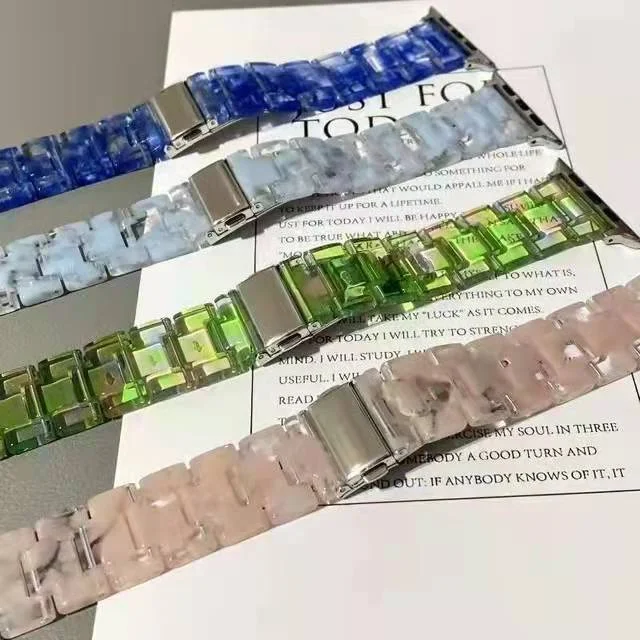 Harz-Uhrenarmband für Apple Watch 6 5 4 Band 42 mm 38 mm transparenter Correa-Gürtel für iWatch 6 Serie 5 4 3/2 Armband 44 mm 40 mm