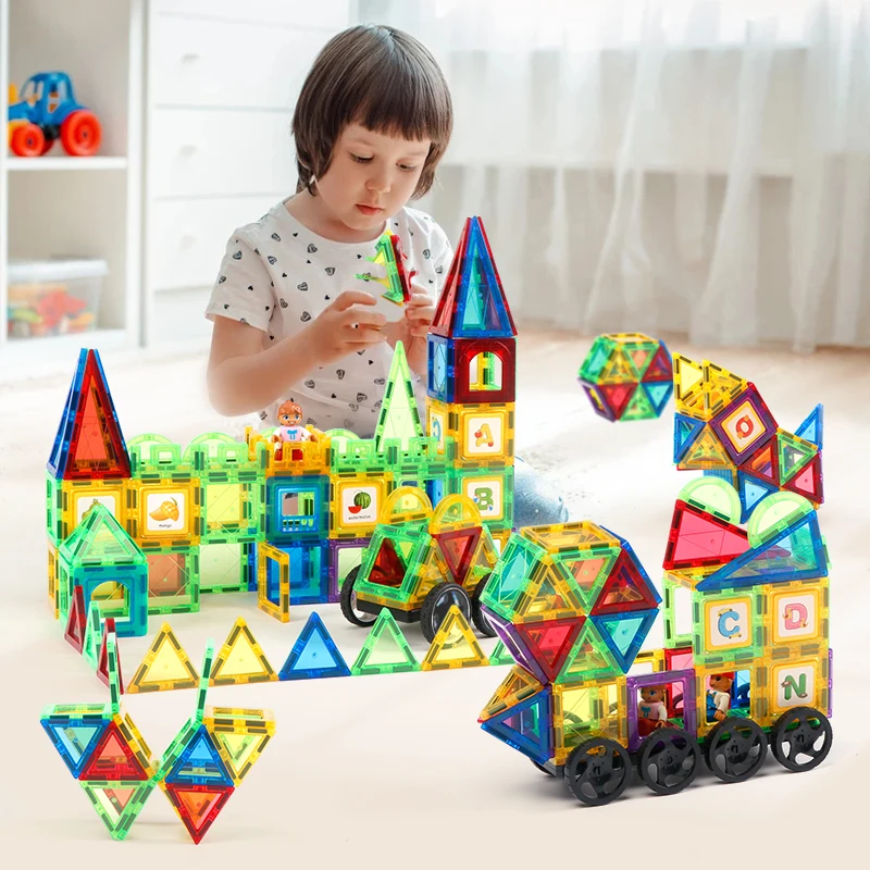 Magplayer piastrelle magnetiche di vendita calde Building Blocks Set di costruzioni magnetiche per bambini giochi educativi Montessori giocattoli