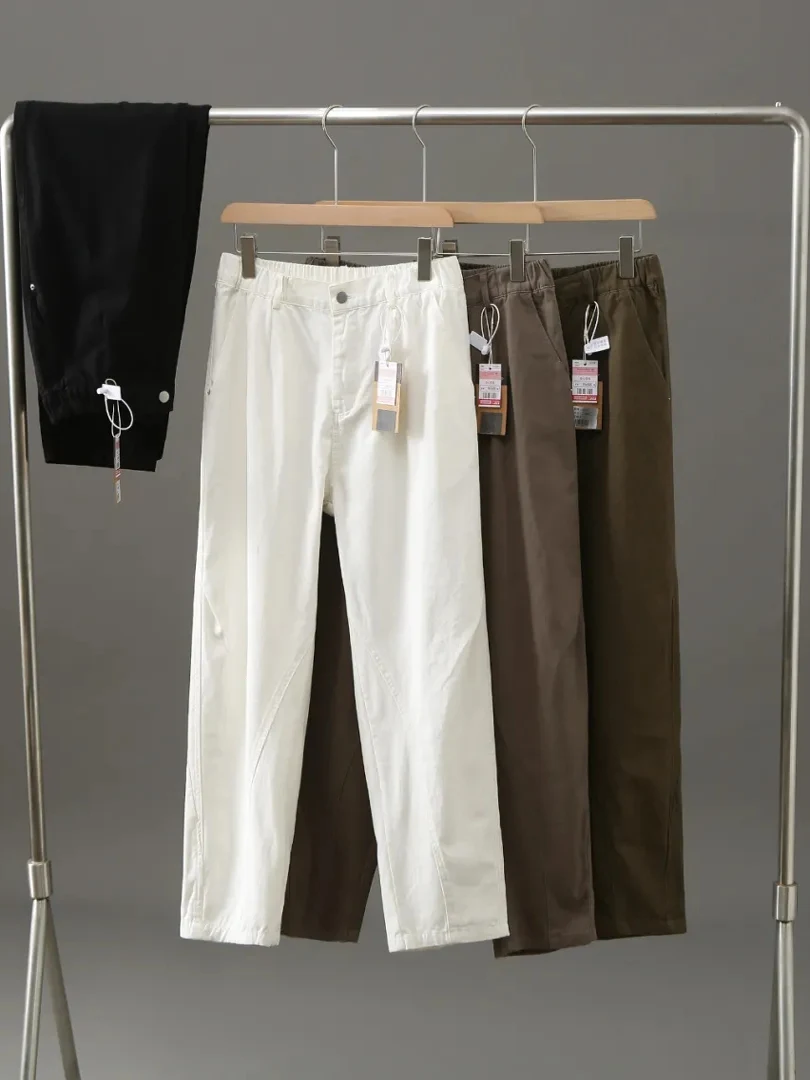 

202, весна-лето, мужские повседневные брюки из чистого хлопка, прямой дизайн, удобные для пригородных поездок, универсальные удобные брюки