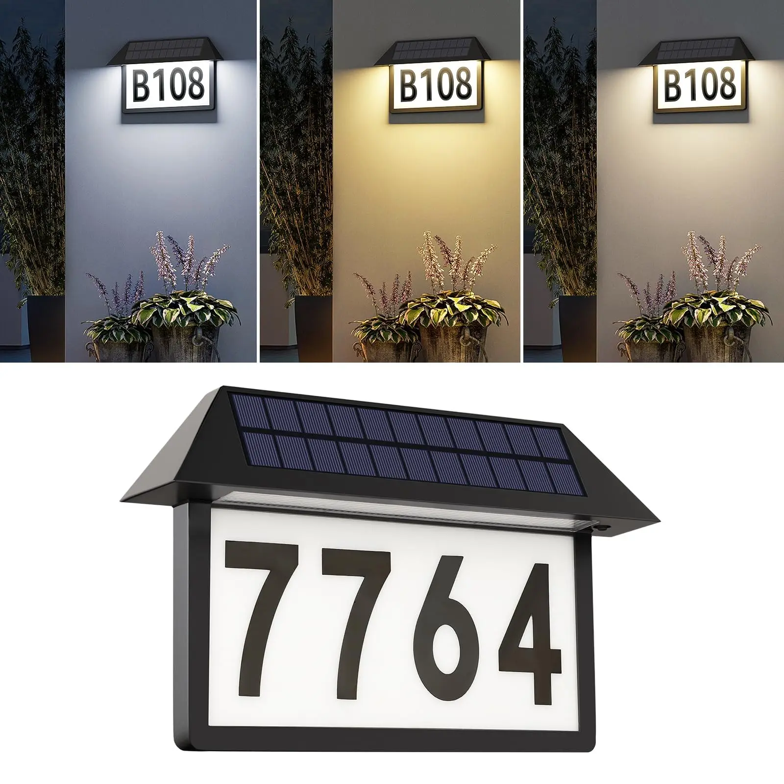 Solar Address Sign Light Outdoor Waterproof Lighted House Numbers With Number Stickers Wall Lamp for Home Outside Eaves Garden