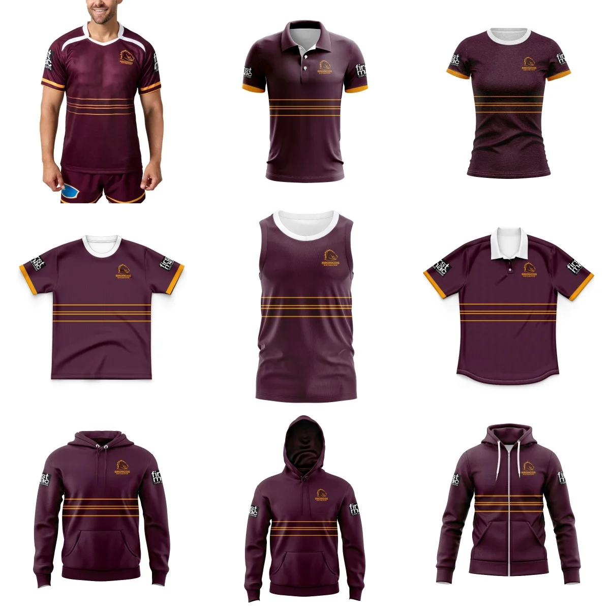 

2025 Brisbane Broncos Rugby - New Men's Short Sleeve/Polo/Hoodie -2025 Broncos Home High Quality Remastered Jersey Shirt