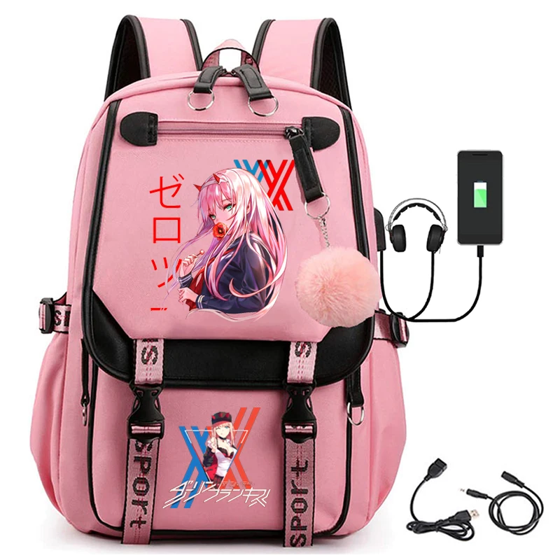 Brand new usb backpack women men teen schoolbag travel zero two backpack