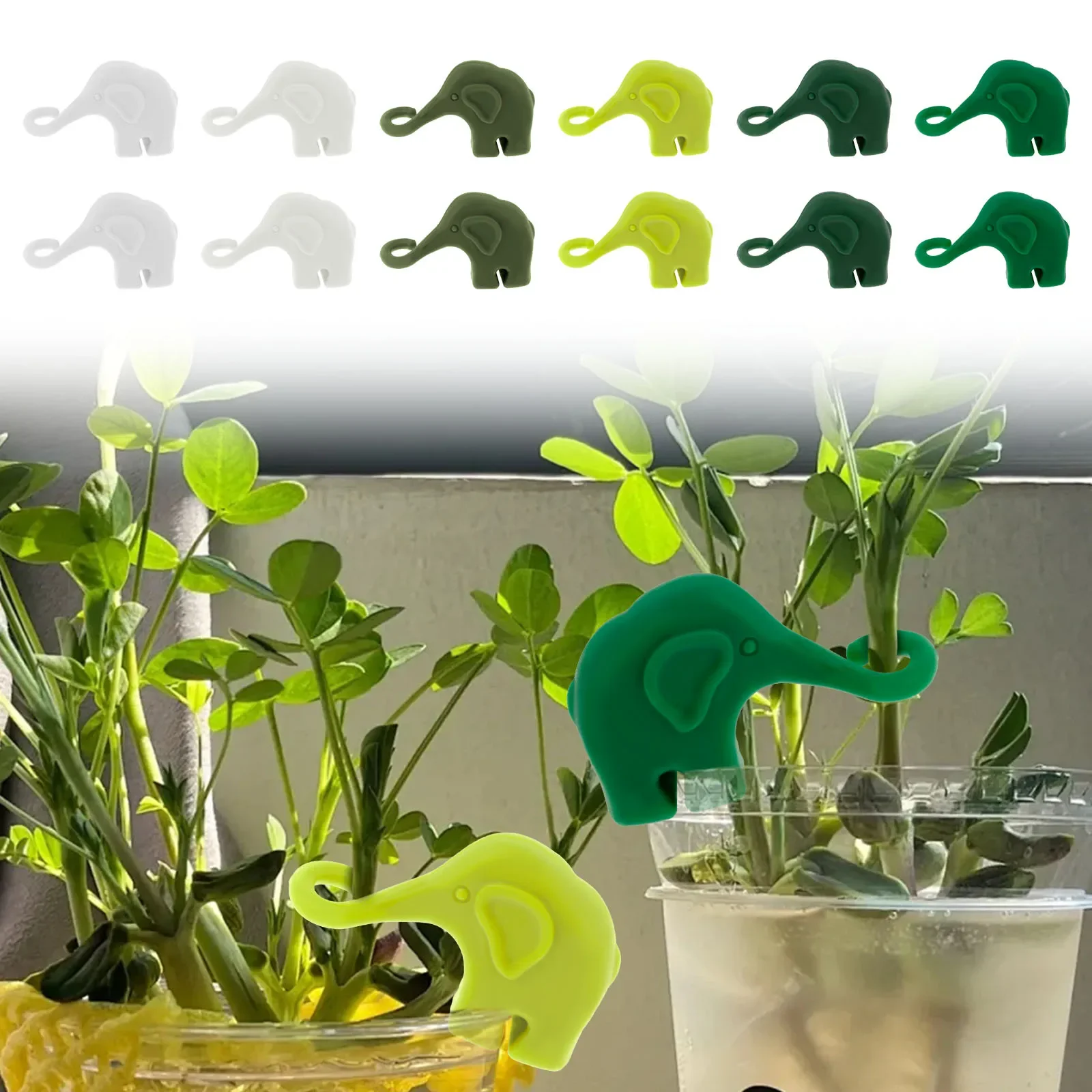 

12Pcs Silicone Plant Support Propagation Buddy Fun Elephant Plants Support Holder Stable Climbing Holder Garden Ornaments Stakes