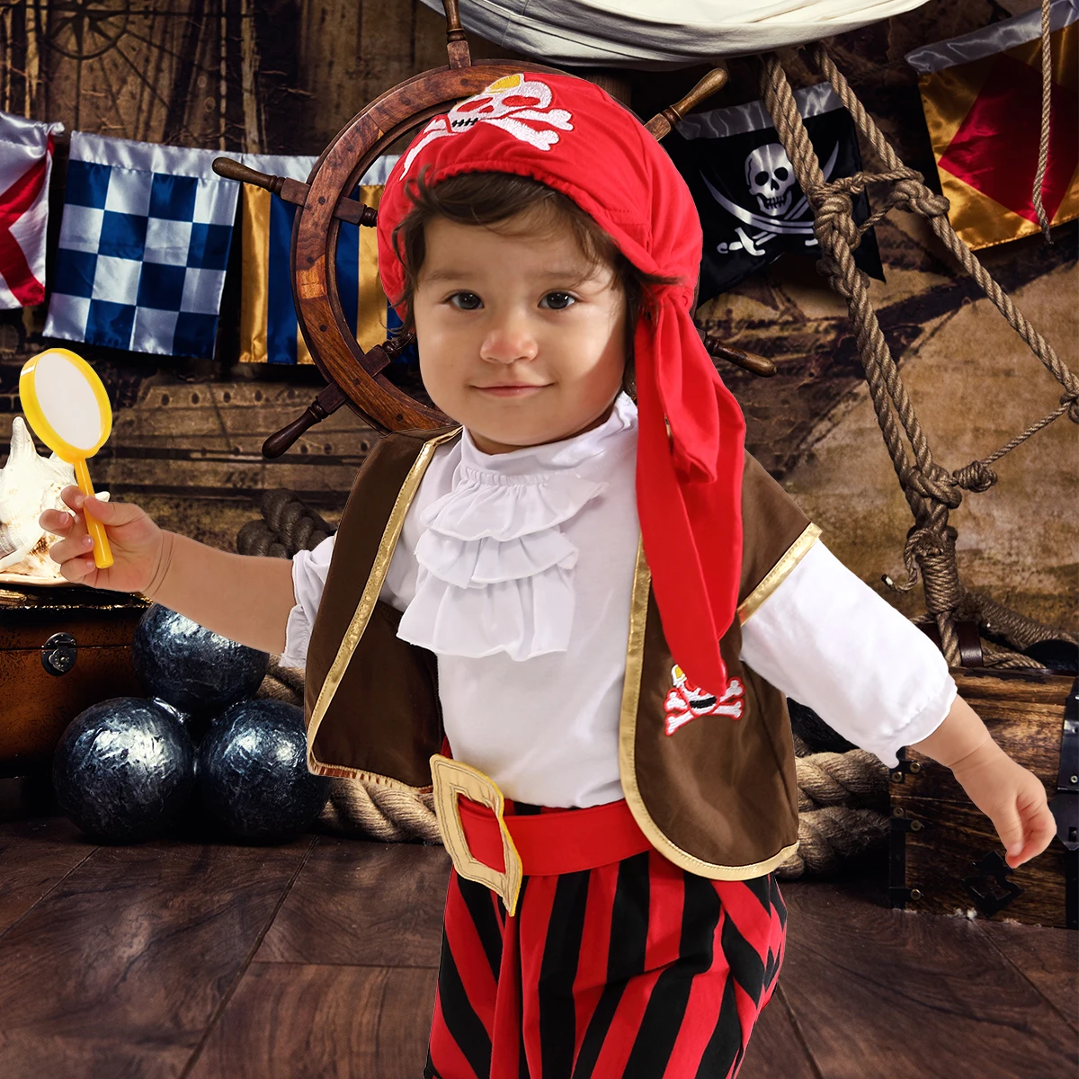 Baby Pirate Costume For Girls Infant Captain Carnival Fancy Dress Party Outfit Toddler Cosplay Dionysia Clothing Set