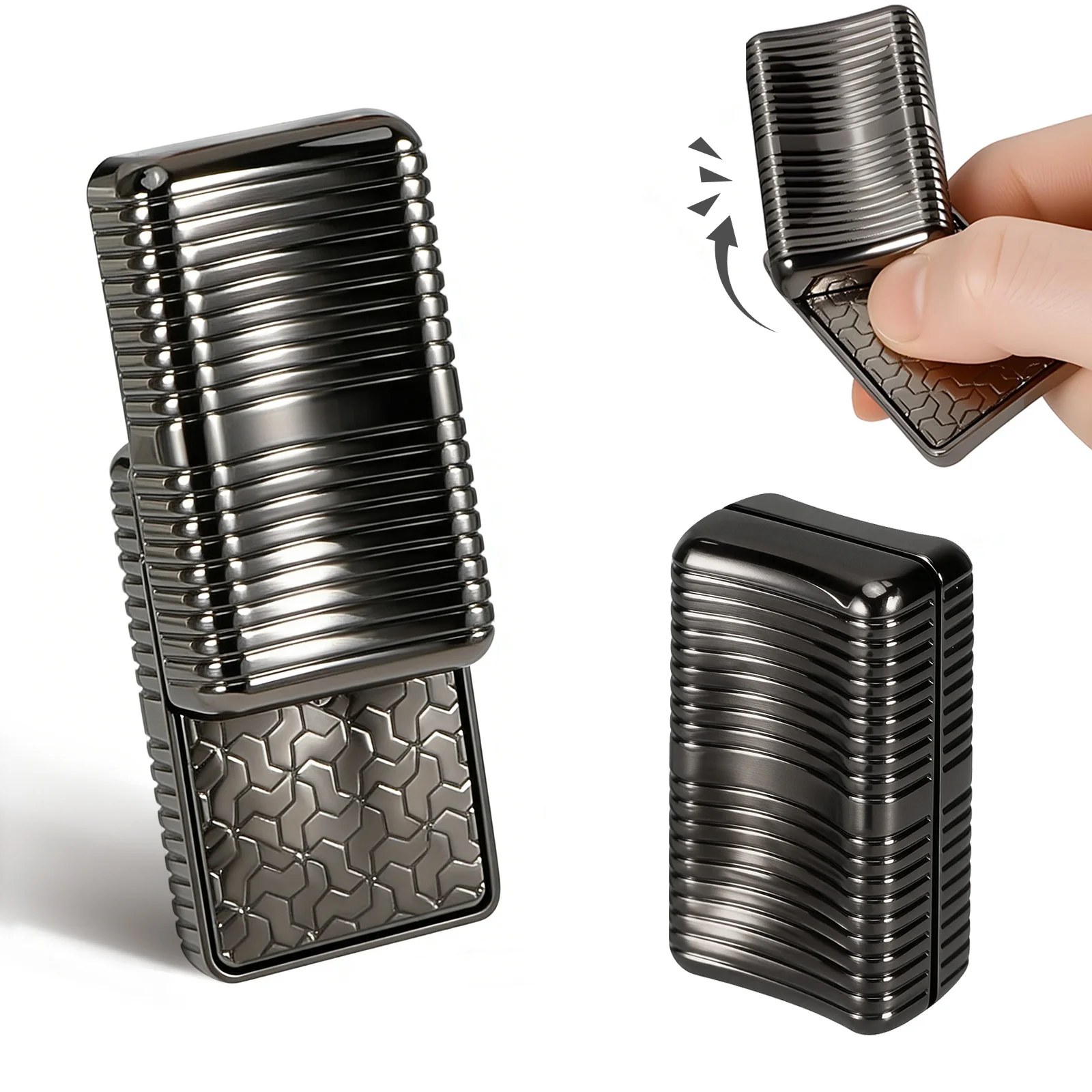 Push Card Fidget Toy Slap Coin - Magnetic Segment Metal Finger Mechanical Infinite Popping Stress Relief Mystery Tech Pressure
