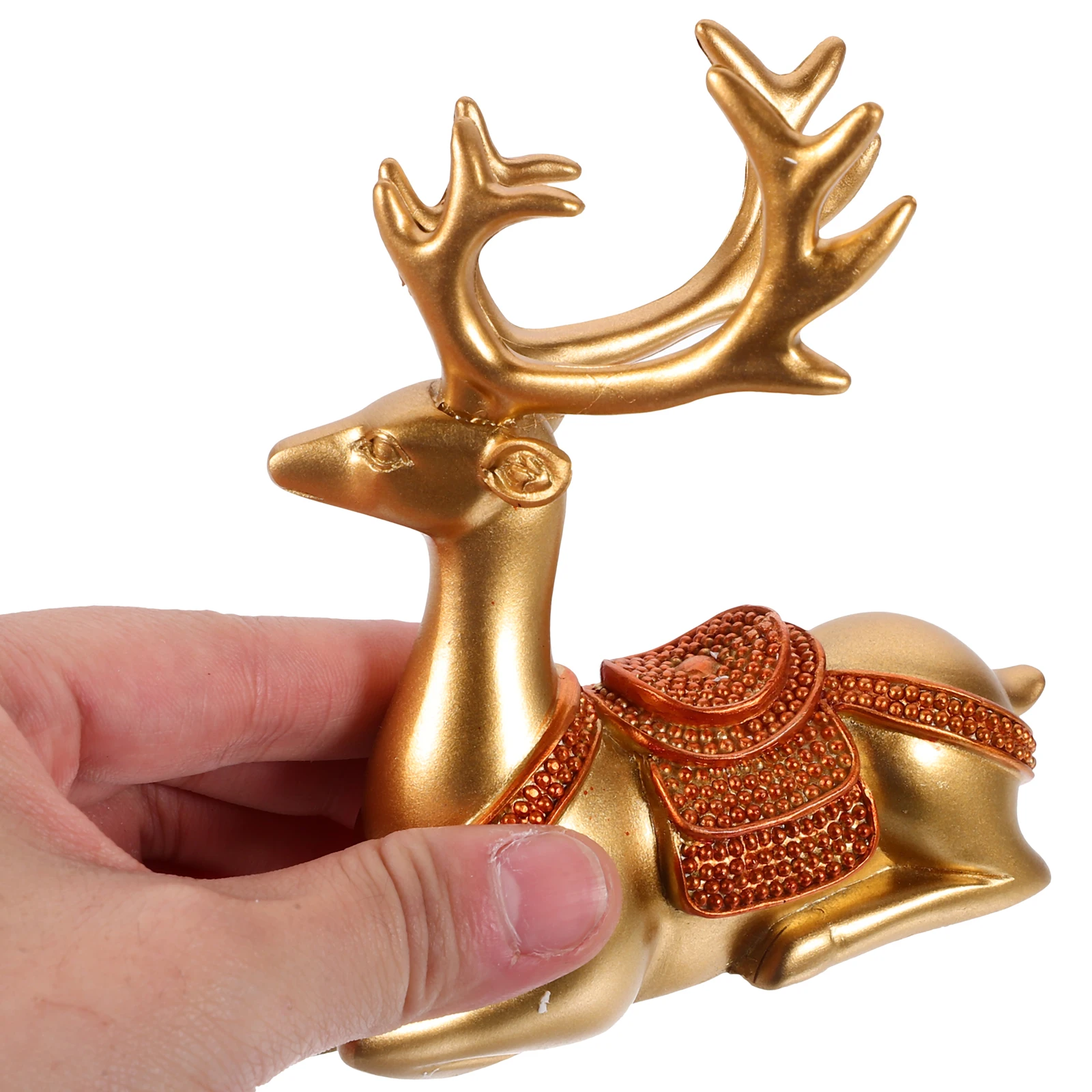 

Elk Ornaments Resin Deer Statue Tabletop Decorations Reindeer s for Home Cute Sculpture Small Decors