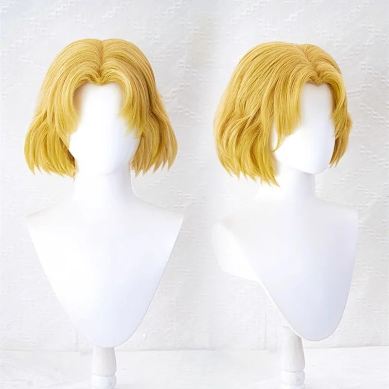 JP Anime EVA Akagi Ritsuko Cosplay Costume Hair Headwear Short Gold Comic Wig