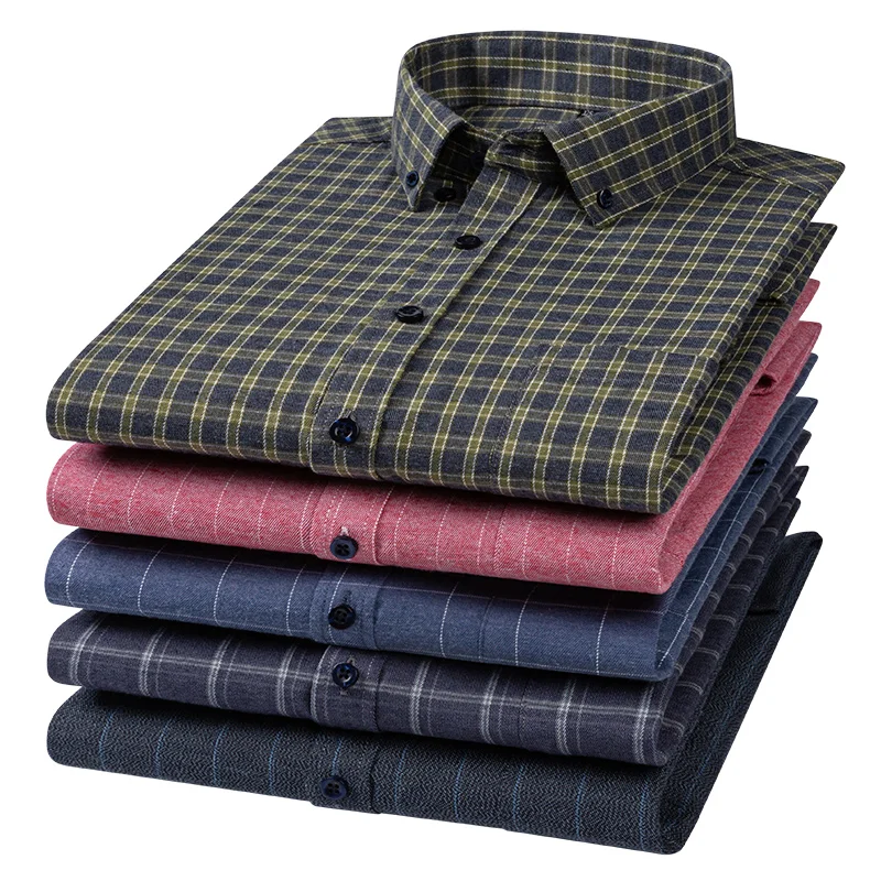 Nieuw 100% Katoen Herenoverhemd Lange Mouw Flanel Klassiek Veelzijdig Zacht Ademend Casual Mode Zakelijk Herenkleding S-7XL