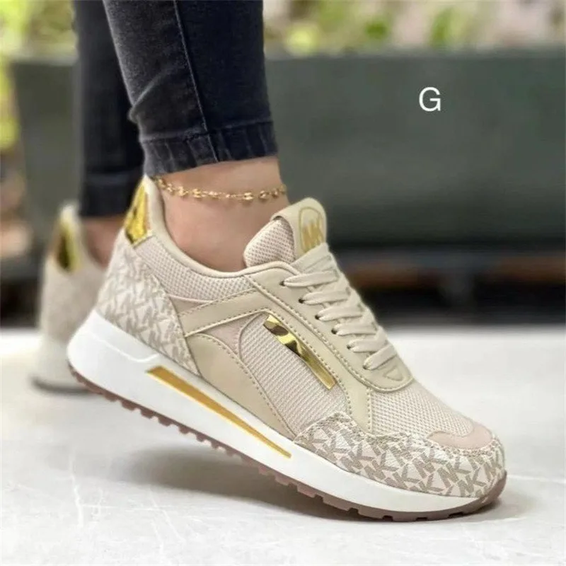 Tamanho grande primavera moda respirável leve casual confortável sapatos femininos versátil fundo plano sapatos esportivos femininos
