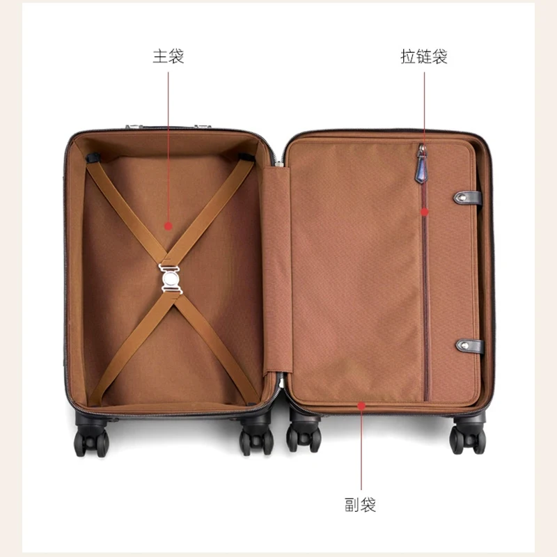 DIMY leather trolley case male business suitcase female leather suitcase universal wheel password boarding 22 inch soft suitcase