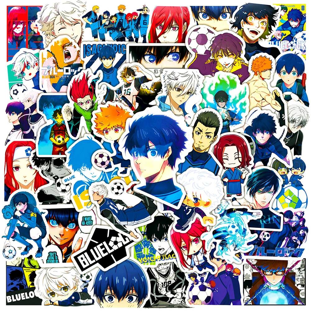 10/30/50 pçs bloqueio azul anime adesivos para crianças brinquedos à prova dwaterproof água graffiti skate portátil caso do telefone crianças dos desenhos animados adesivos packs