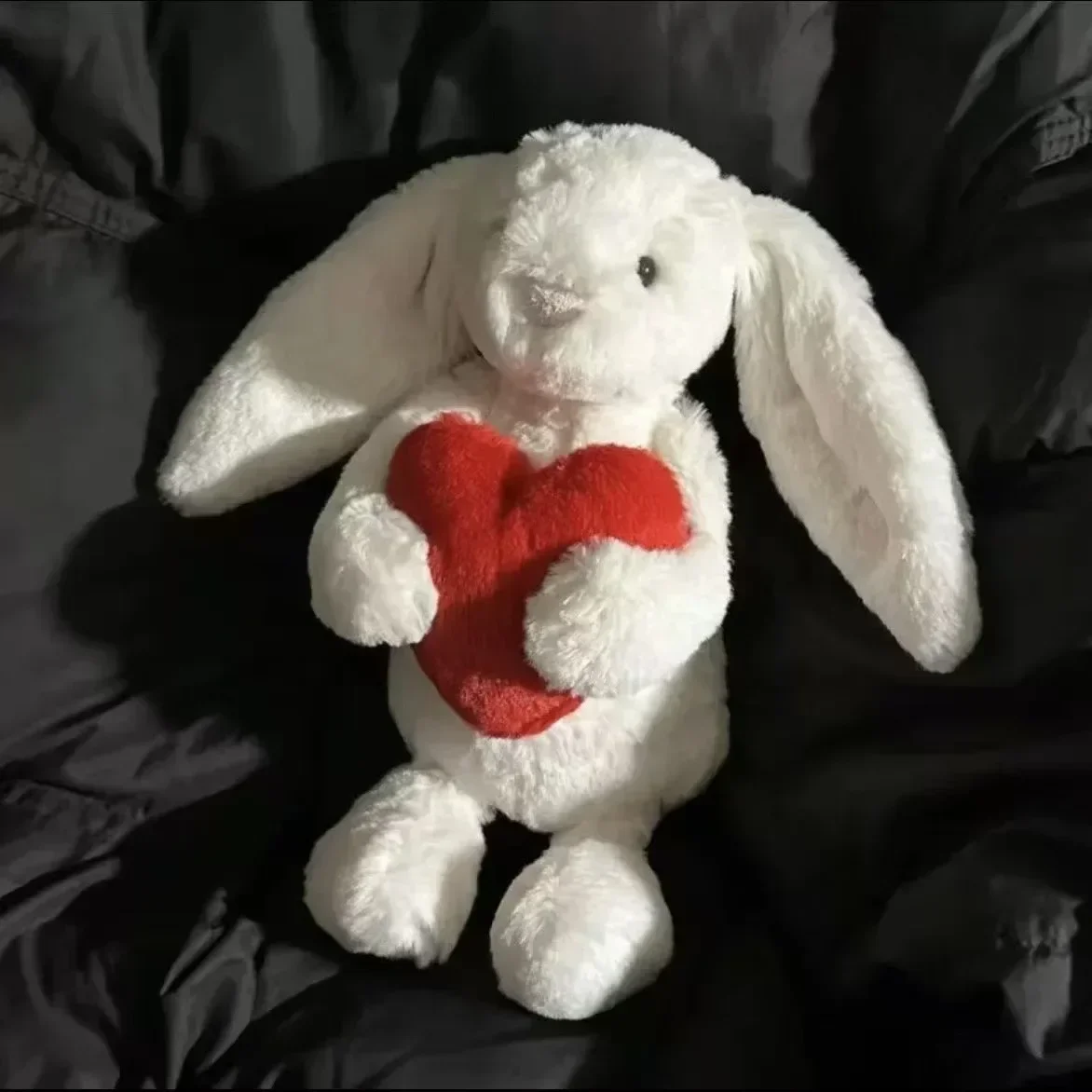 Shy Hugging Red Heart Bonnie Rabbit Soft Plush Toy Cute Doll Filled Valentine's Day Gifts for Girls and Children