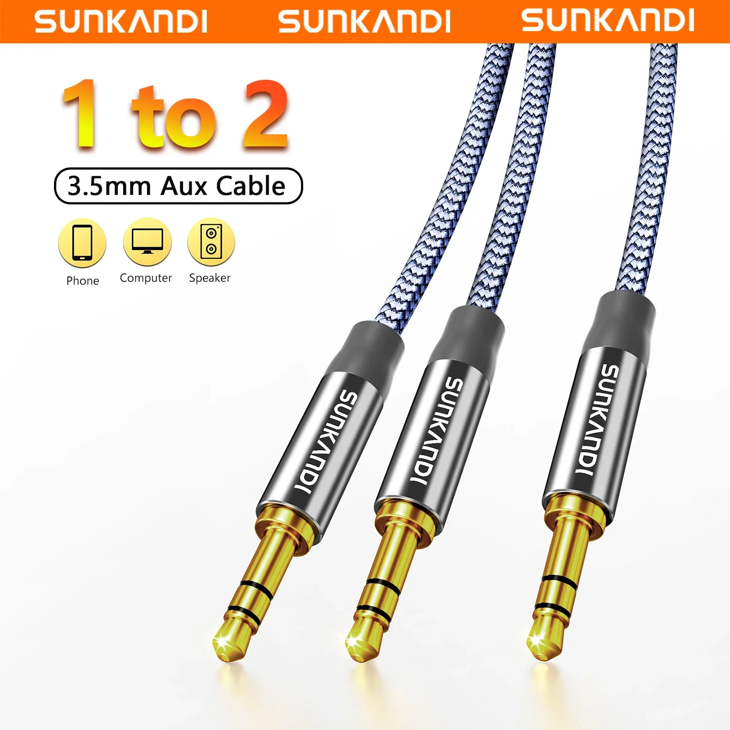 SUNKANDI Divisor de audio de 3,5 mm, cable adaptador de auriculares TRS Jack para smartphone, computadora, Mp3, auriculares, altavoces