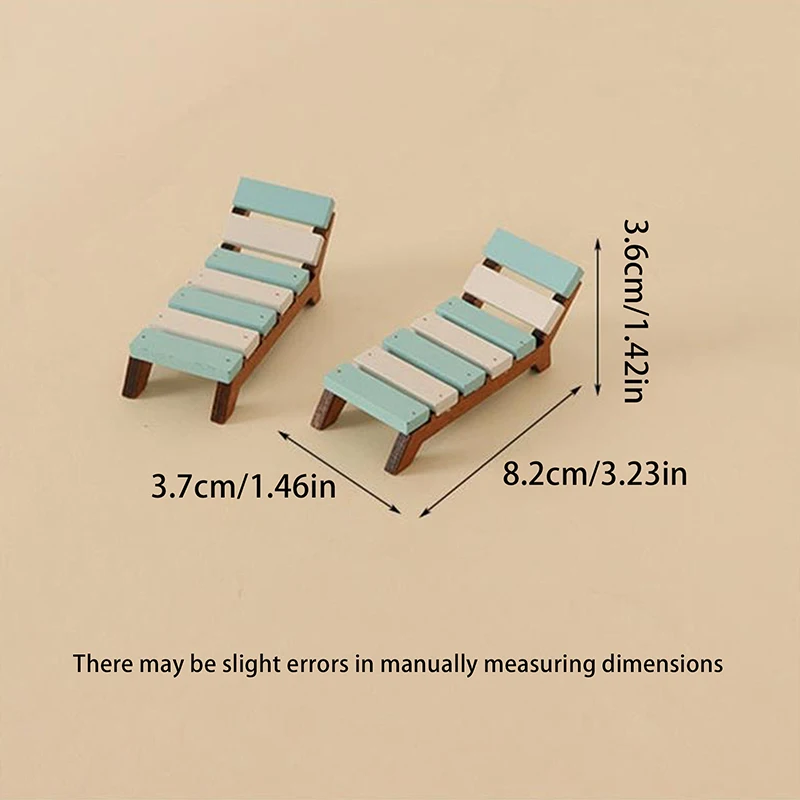 1Pc Dollhouse Simulation Mini Wooden Striped Beach Chair Model Furniture Accessories For Doll House Decor Kids Toys Gift