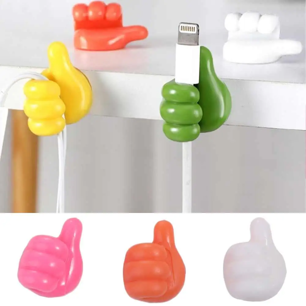 

Self-Adhesive Thumb Cable Organizer Multi-Function Traceless Thumb Cable Clips No Punching Lovely Silicone Thumb Wall Hooks