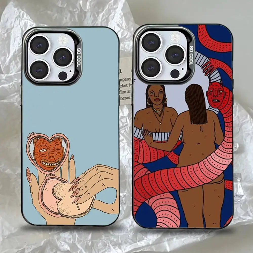 

Polly Nor Art Phone Case For iPhone 16,15,14,13,12,11,Pro,Max,Plus,Mini,XS,SE Anti Fall Black Matte Hard Bumper