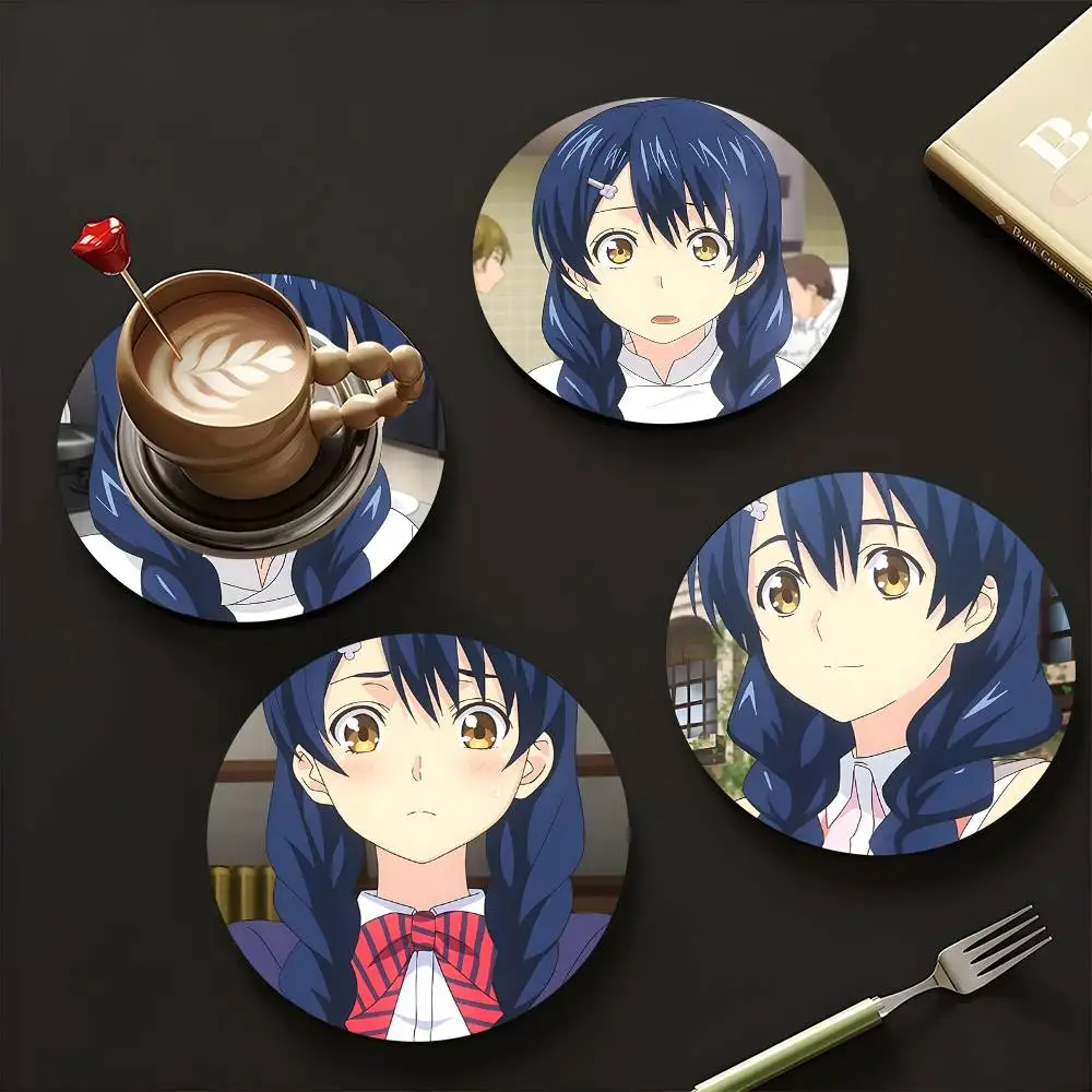 1pc Megumi Tadokoro Anime Characters Wooden Coaster Colour Printing Cup Mat Home Desk Decoration Gifts