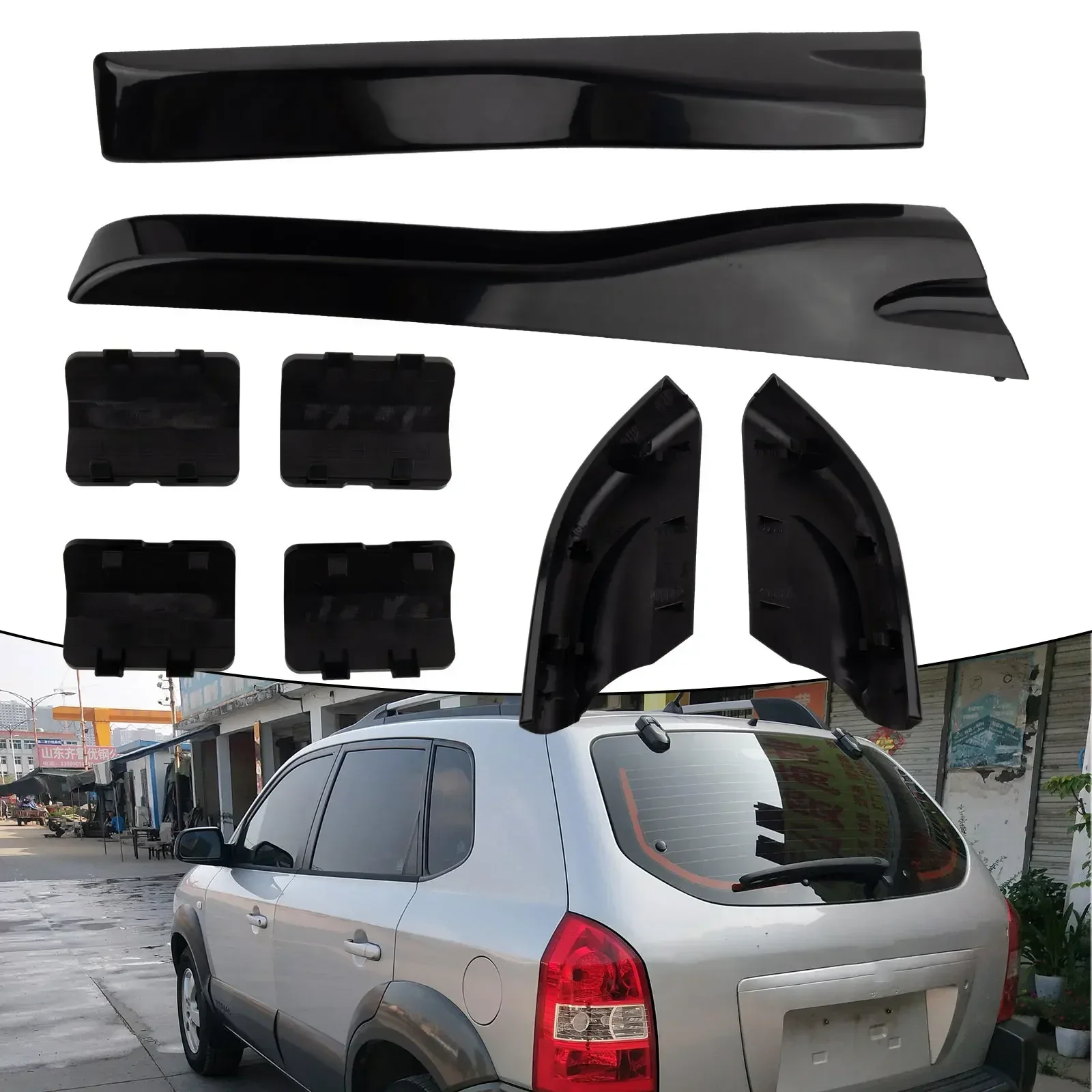 Cubierta protectora de riel para Hyundai Tucson 2004 2008, color negro, añade un toque de elegancia A tu vehículo