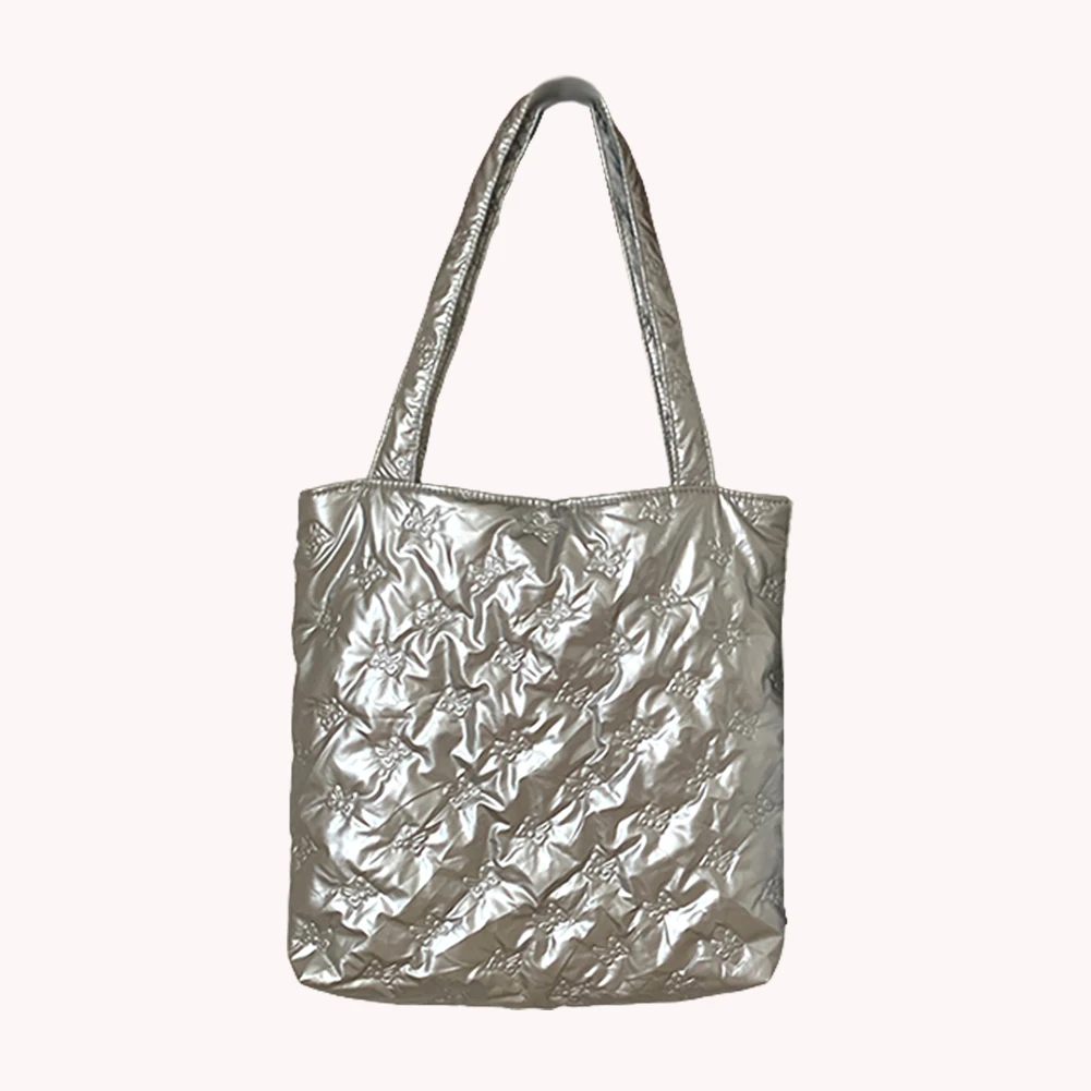 

Женская хлопковая сумка-тоут с мягкой подкладкой, сумка-пуховик для женщин, хлопковая сумка через плечо с бантом, объемная сумка-клатч, однотонная сумка-сэтчел