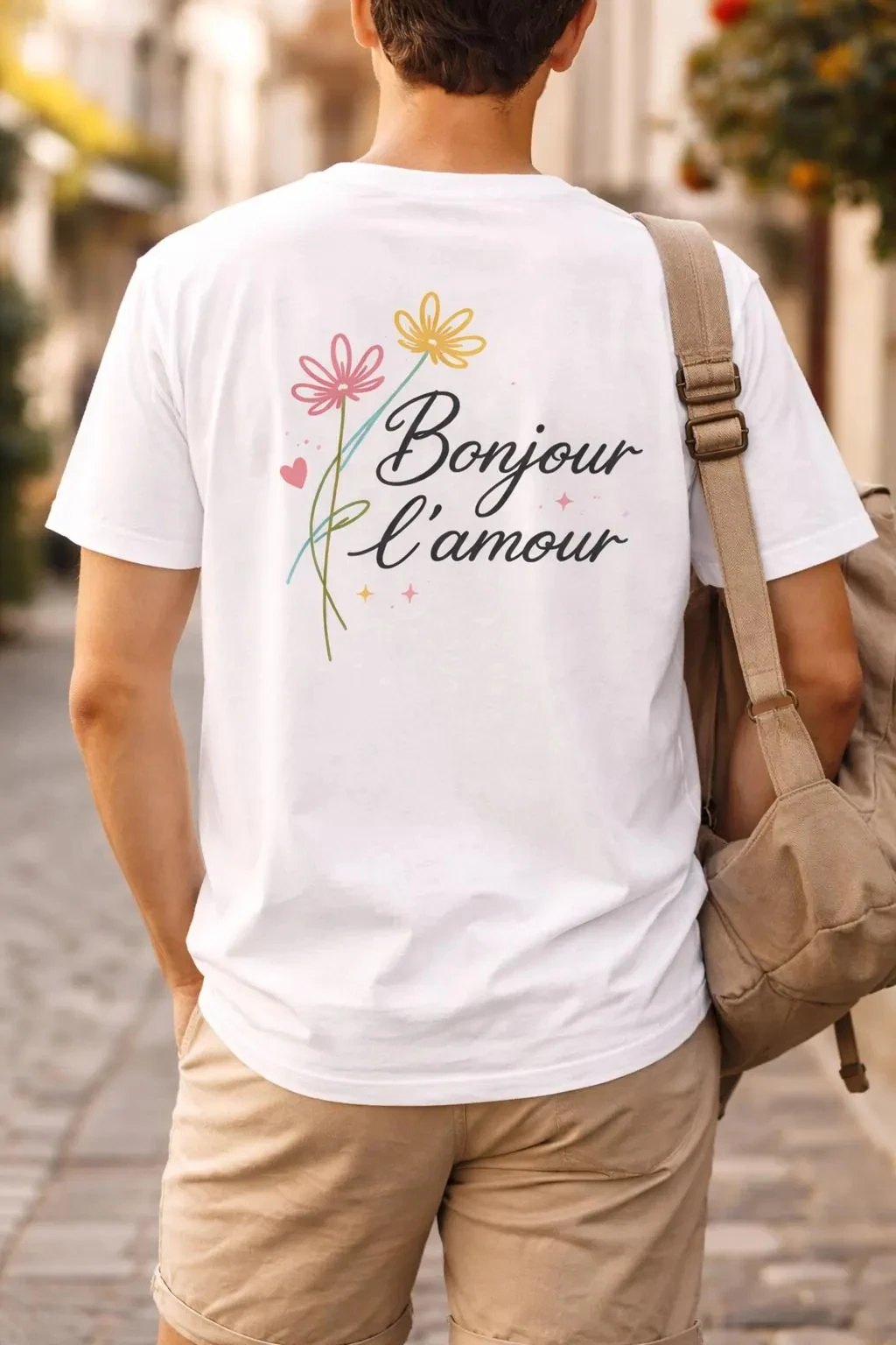Men's Summer High Quality T-shirt Fashion Trend Casual Comfortable Retro Style Bonjour L’amour Shirt | Romantic French Quote Tee