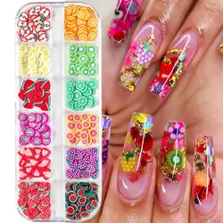 12grids Summer Fruit Nail Art Slices 240/1000pcs Fruit Slime Charms 3D Polymer Resin Slices Cute Nail Art Cellphone Decorations