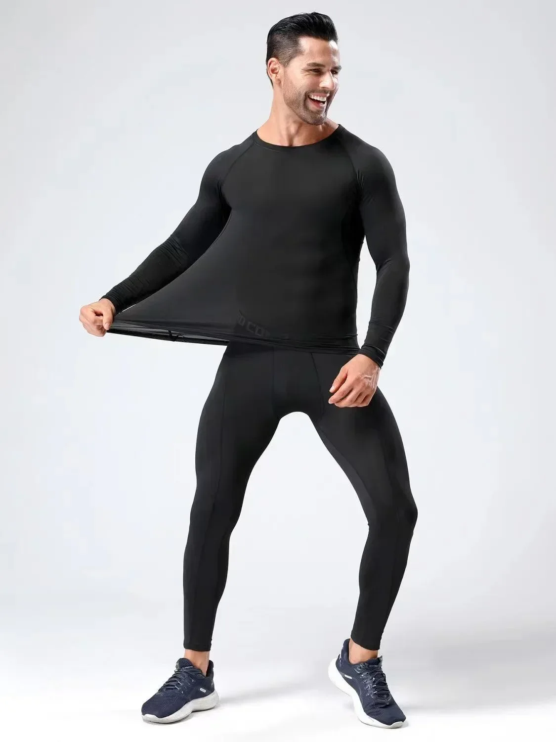 2 قطعة بدلة رياضية مضغوطة للرجال أطقم يوجا رياضية مرنة للتدريب والركض واللياقة البدنية ملابس رياضية وسراويل رياضية #3