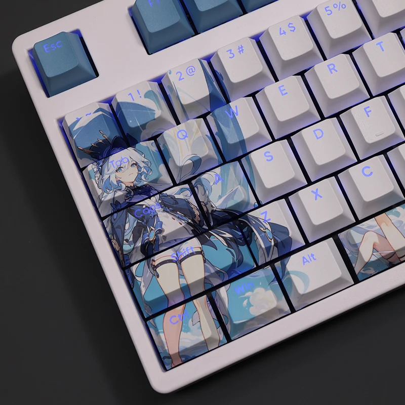 

108 клавиш/набор Genshin Impact Focalors Anime Games PBT Keycaps Cherry Profile для MX Switch DIY механическая клавиатура Игровой подарок