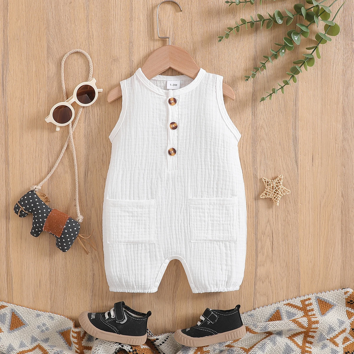 

Summer Baby Girls Romper Cute Casual Comfortable Short Sleeve Jumpsuit Solid Color Newborn Infant Boy Bodysuit