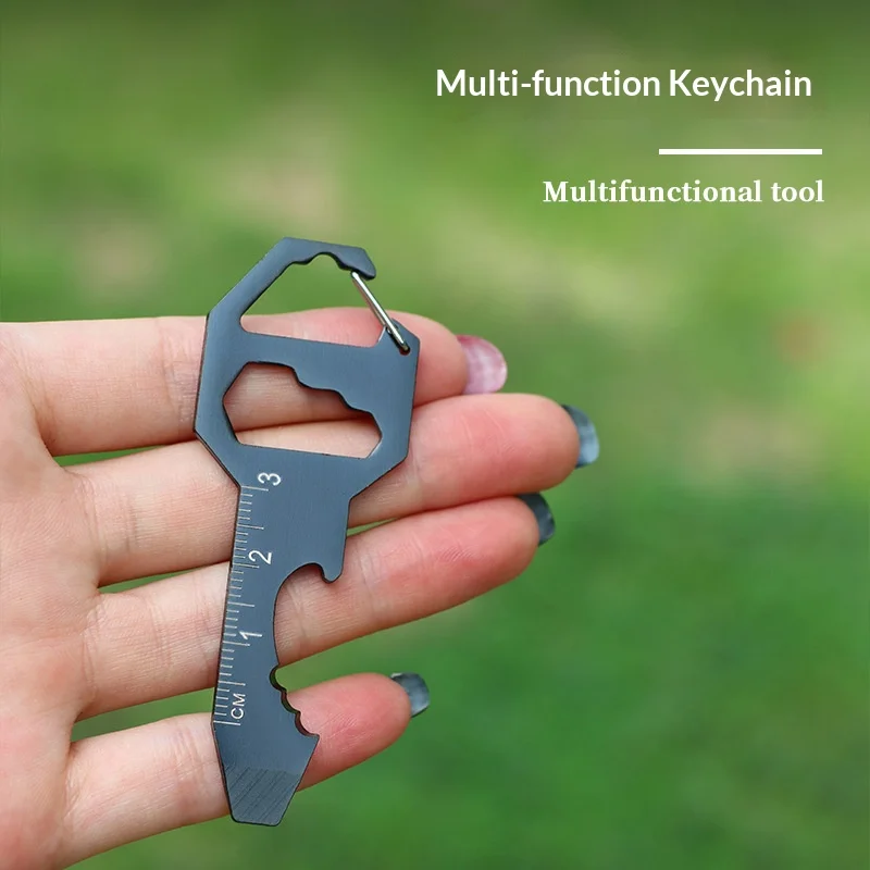 Multi-functional Mini Tool Portable Cross-border Gift Stainless Steel Screwdriver/wrench Keychain Beer Opener Hanger