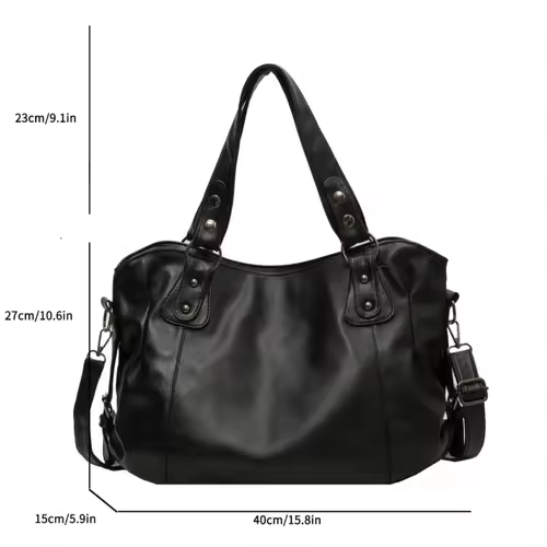 Women's Large Capacity Shoulder Casual Tote Bag Laptop Roomy Handbag Soft Leather Crossbody Business Black Big Bag A4 Sac A Main - Image 5
