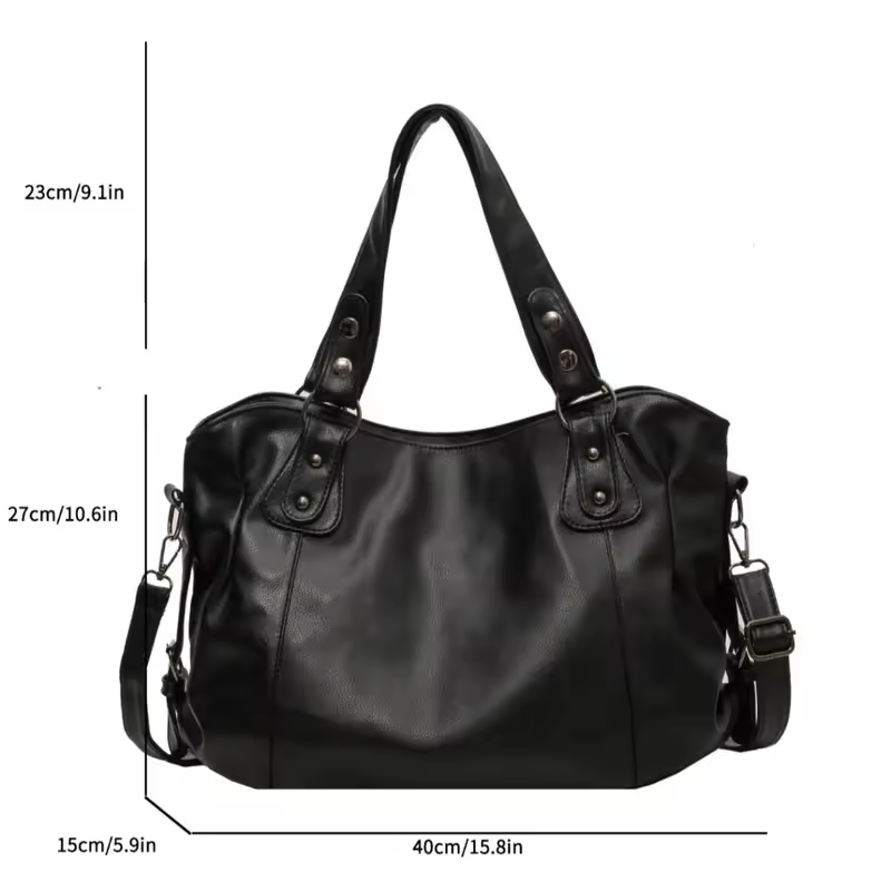 Women's Large Capacity Shoulder Casual Tote Bag Laptop Roomy Handbag Soft Leather Crossbody Business Black Big Bag A4 Sac A Main - Image 5