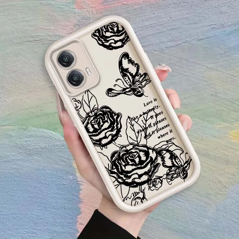 حافظة هاتف بتصميم فراشة فنية لهاتف موتورولا G85 Edge 50 G24 G35 E14 G04 G34 G Stylus G54 G13 G32 G14 5G سلم العين