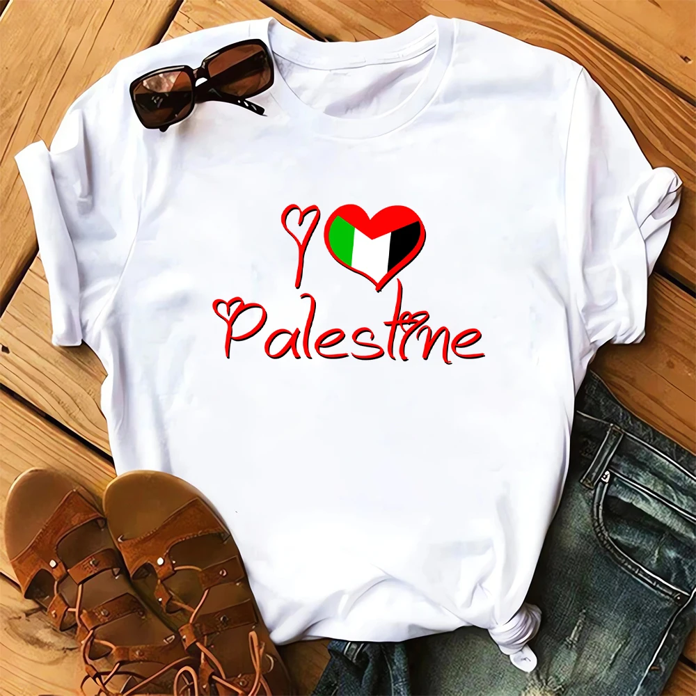 

HX Palestine Flag T-shirts I Love Palestine Printed Cotton Tees Short Sleeve Shirts Fashion Mens Women Clothing Dropshipping