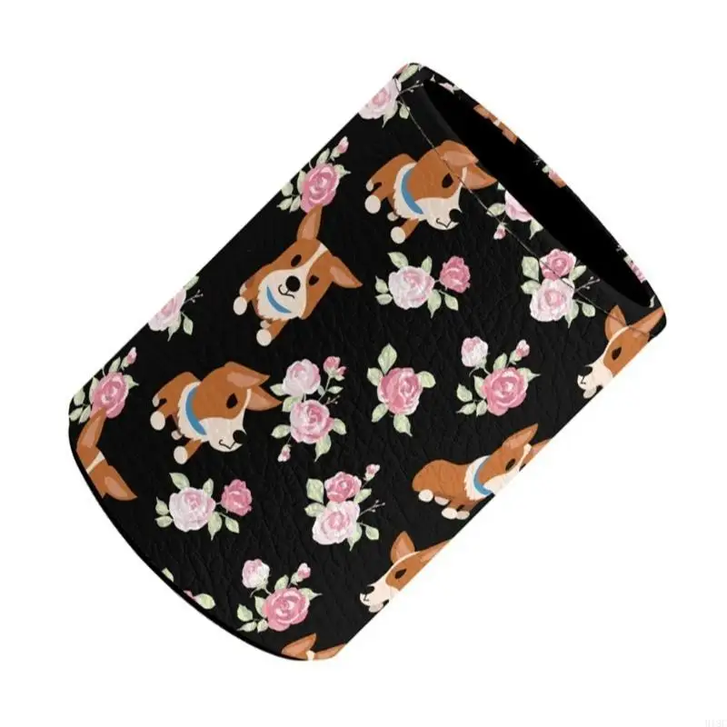 Cartoon -Zylinder -Stifthalter PU Leder Bleistiftbecher Pinselpinselhalter für Büro