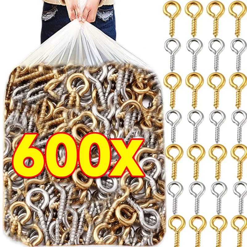 300/600pcs Tiny Mini Eye Pins Eyepins Hooks Eyelets Screw Threaded Stainless Steel Clasps Hook Jewelry Findings For Making DIY