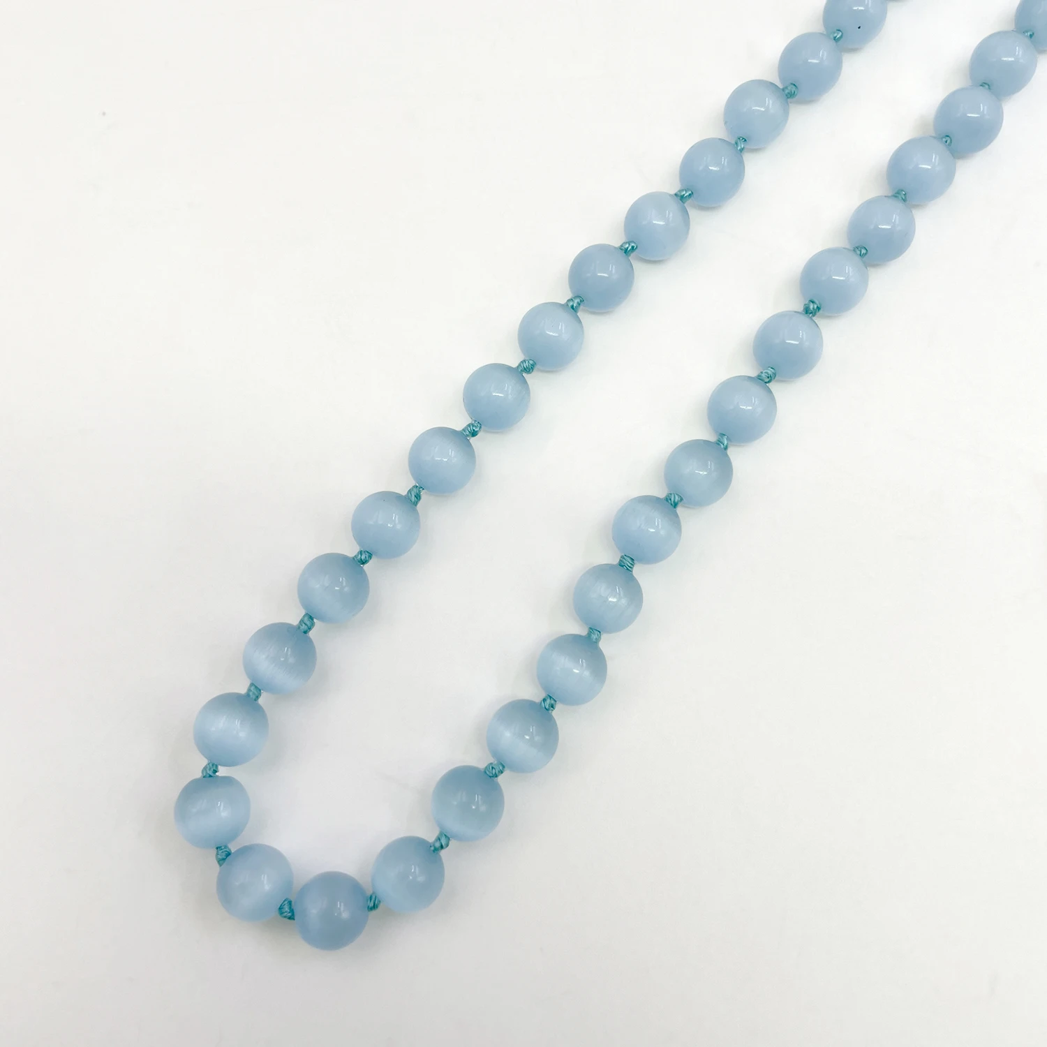 10mm Round light blue Cats Eyesd Mexican Opal Necklace Beads Jewelry Making Design Natural Stone Neck Wear Women Christmas Gifts