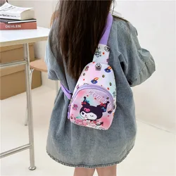 Kawaii Sanrio Kuromi Backpack Hello Kitty Bag Children's School Cartoon My Melody Cinnamoroll Chest Pack Shoulder Bag Kids Gifts