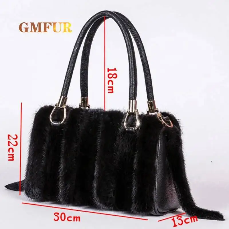 Ladies Real Mink Fur Bags Luxury Woman Shoulder Bag High Quality Natural Soft Messenger Bag Fashionable Fluffy Handbag Women