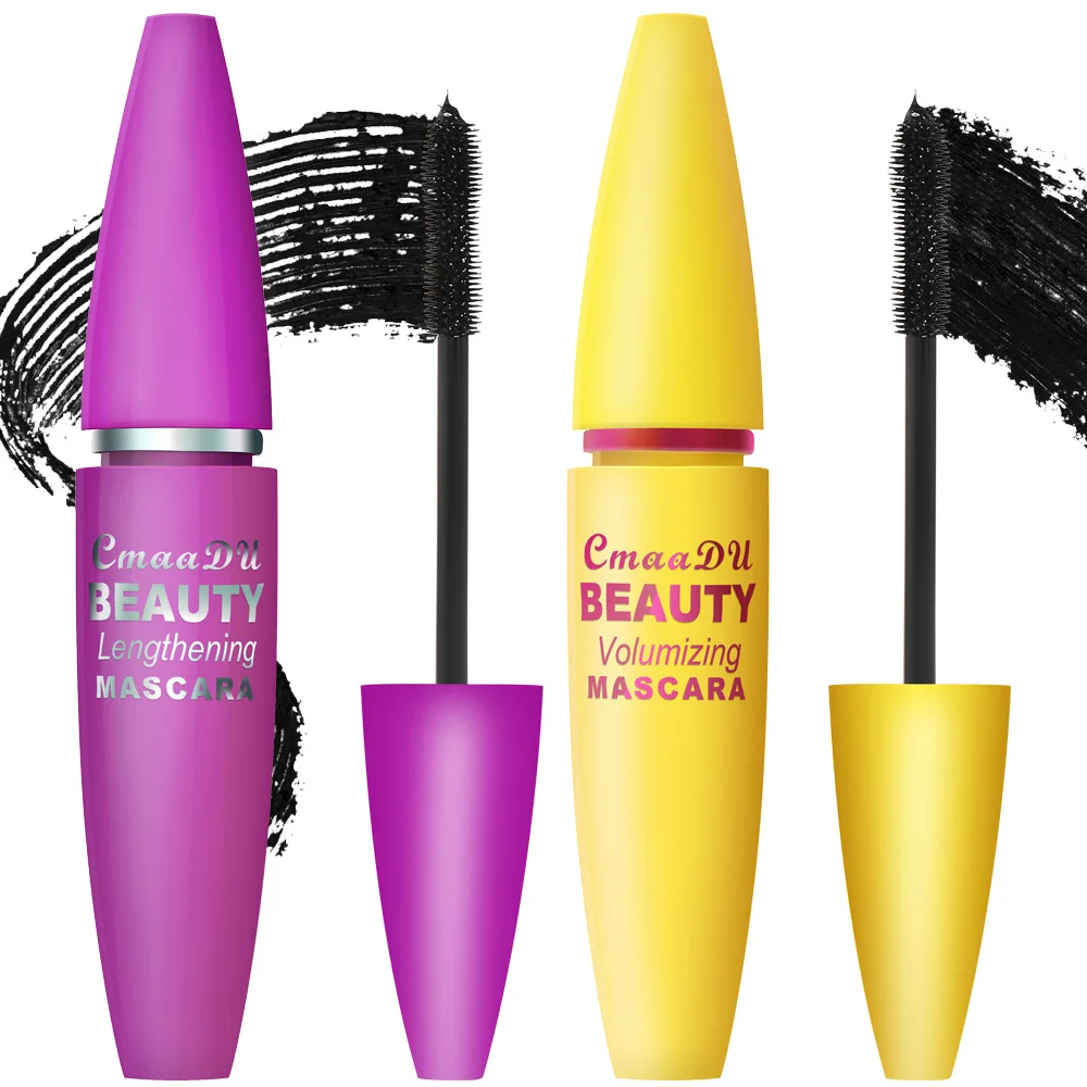 CmaaDU Mascara giallo e viola Mascara in fibra di seta Allungamento Ispessimento Impermeabile Mascara anti-truciante per tutto il giorno Singolo