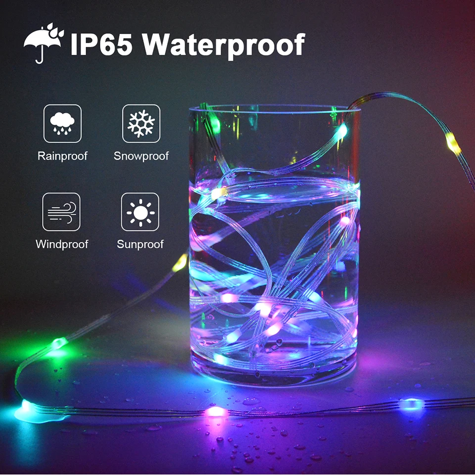 RGBIC Christmas LED String Light USB Bluetooth Fairy Lights Festoon Wedding Camping Outdoor Garden Room Decor LED Garland Lamp