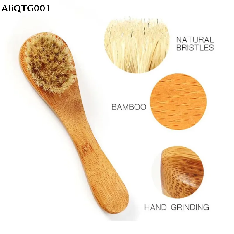 Brosse exfoliante naturelle pour le visage, poils en bois, masseur corporel, outil d'épurateur pour femmes et hommes, soins de la peau