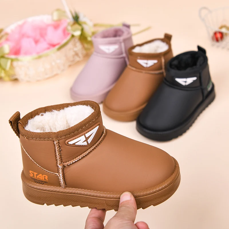

Winter Kids Snow Boots Slip-on Fashion Classic Ankle Boots Warm Thick Plush Cotton Boots for Kids Girls Comfortable Shoes