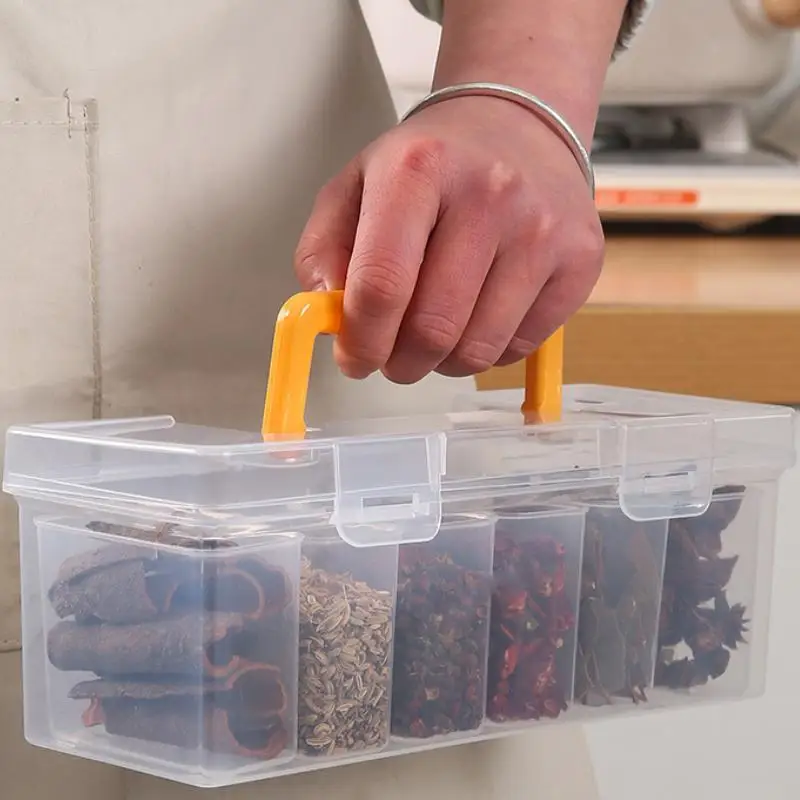 7-teiliges Werkzeug-Organizer-Set, transparente Aufbewahrungsbox mit Trennwänden, tragbarer Koffer für Gewürze, Perlen, kleine Hardware-Zubehörteile – Detail 8
