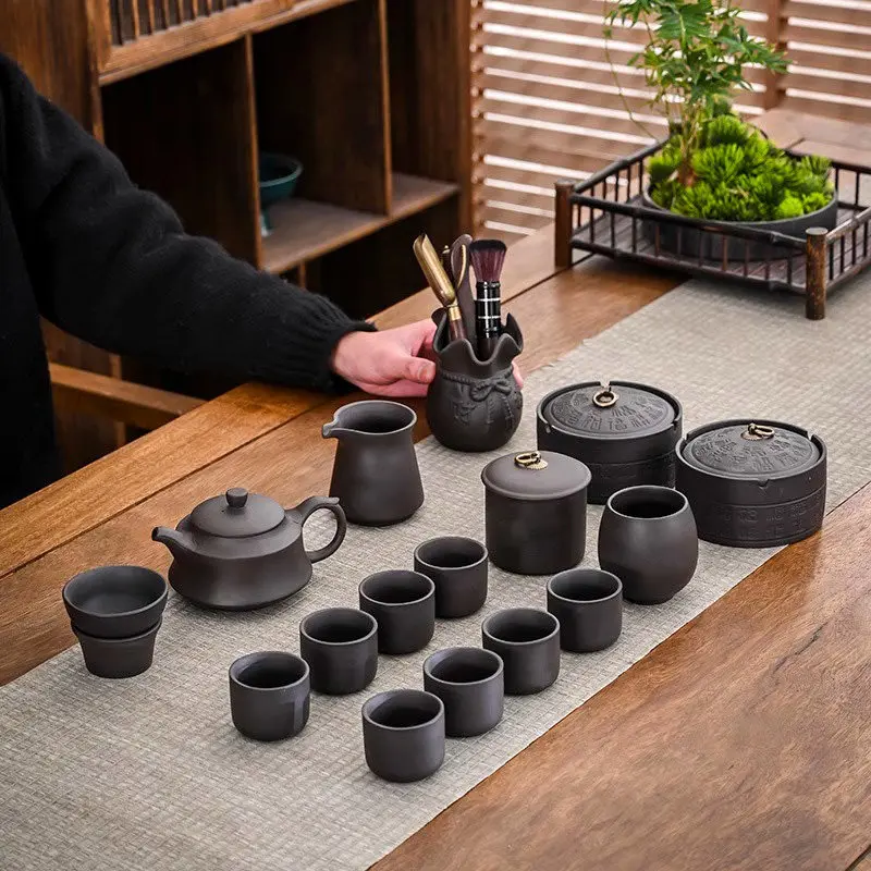 

Purple sand teapot tea set, the whole set of household guests will give gifts to elders