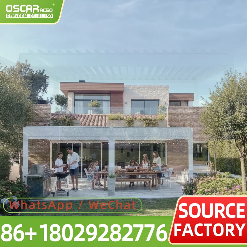 Electric Retractable Aluminum Louvered Pergola Bioclimatic Garden Gazebo With CE RoHS Cert pergola