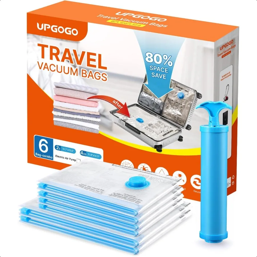 

Vacuum Travel Bags Combo 6 Pack Space Saver Vacuum Storage Bags for Clothing Blankets Pillows Travel entials