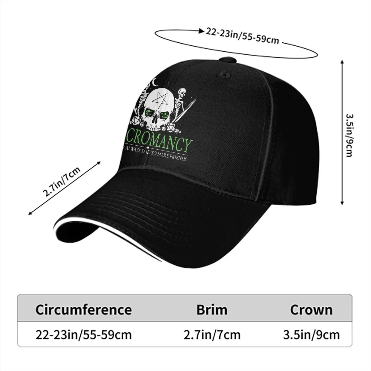 Necromancy Baseball Cap Men Hats Women Visor Protection Snapback DnD Game Caps