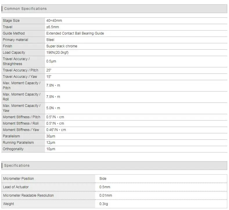 TSDS-402S Manual XY Platform TSD Guide Rail Optical Positioning Platform Iron 40*40mm