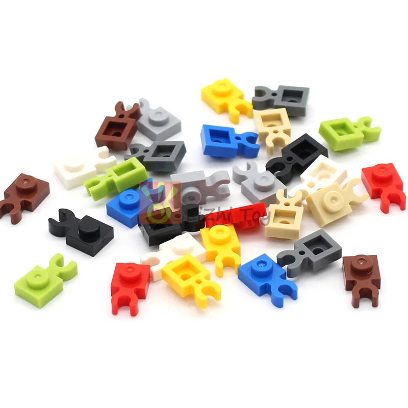 20pcs Moc Plate Modified 1x1 with Open O Clip Thick Vertical Grip DIY Building Bricks Block Compatible with 4085d Assembles